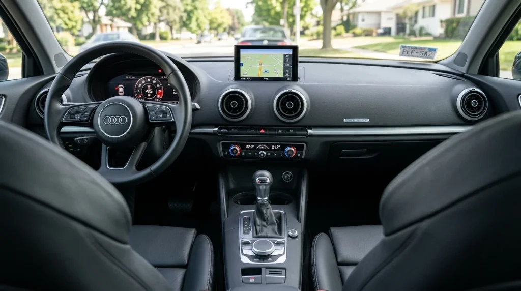 Dashboard and retractable screen of a 2019 Audi A3