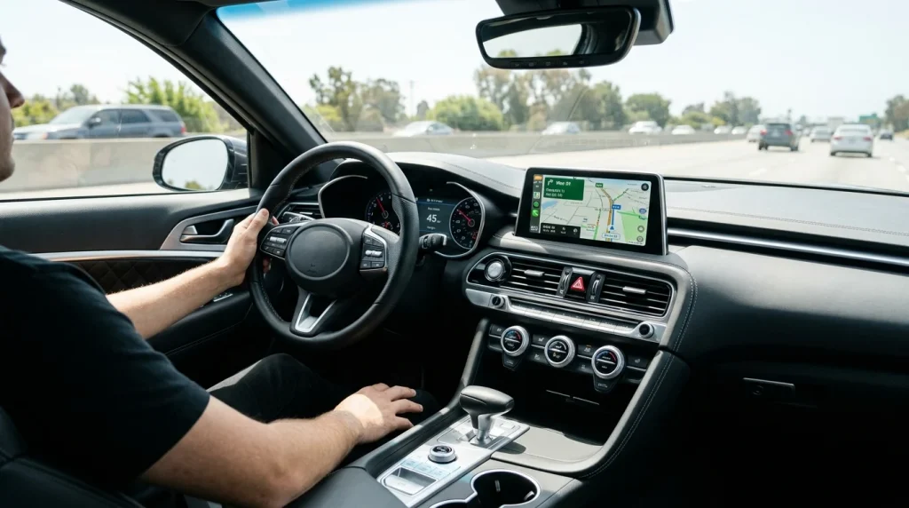 The driver-focused dashboard and central MMI touchscreen of a 2022 Audi A3.