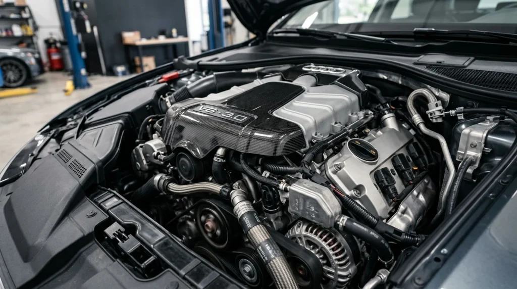 The 3.0-liter turbocharged V6 engine of the 2022 Audi SQ5.