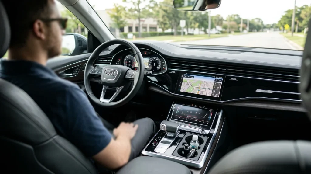 Dual stacked touchscreens of the 2023 Audi Q8 MMI infotainment system