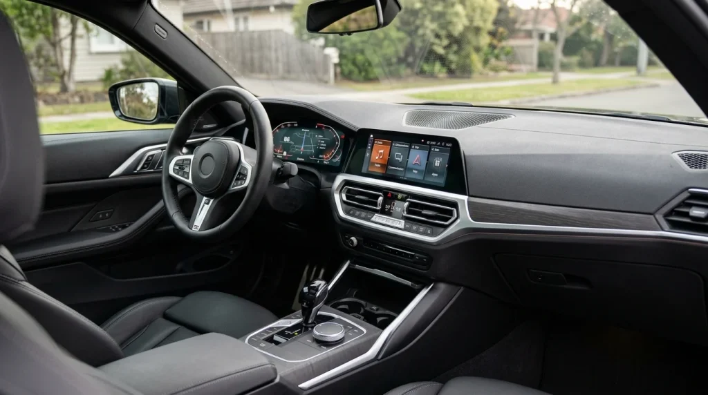 2023 BMW 4 Series Review: Used Prices, Specs & Recalls 5 Modern dashboard and iDrive 7 infotainment console of a used 2023 BMW 4 Series cockpit