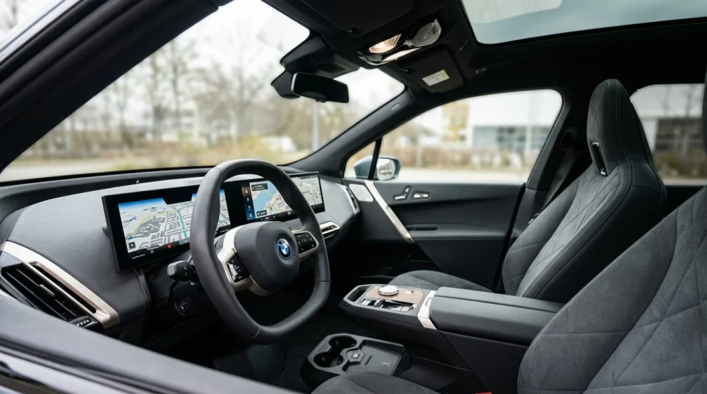 High-tech minimalist dashboard and interior of the 2023 BMW iX