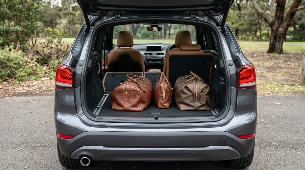 2023 BMW X1 spacious cargo area with folded rear seats