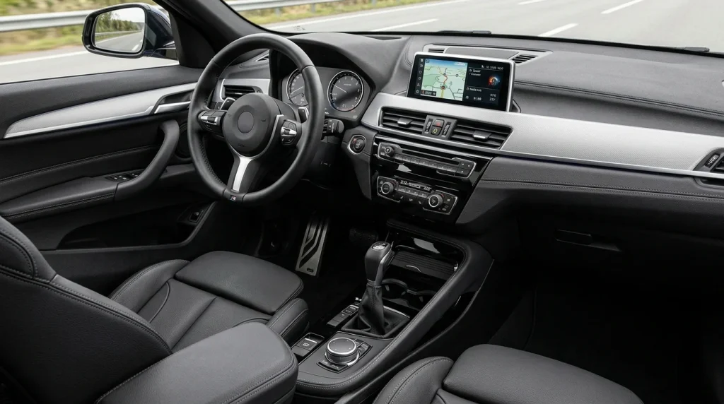 The dashboard and infotainment screen of a 2023 BMW X2.