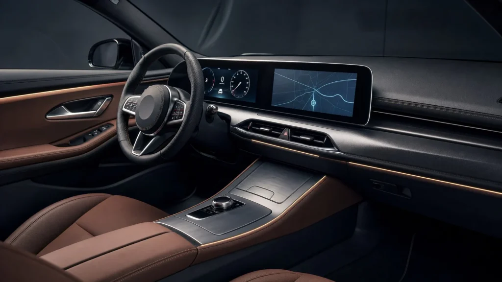 Interior dashboard and dual screens of a 2024 BMW 2-Series Gran Coupe