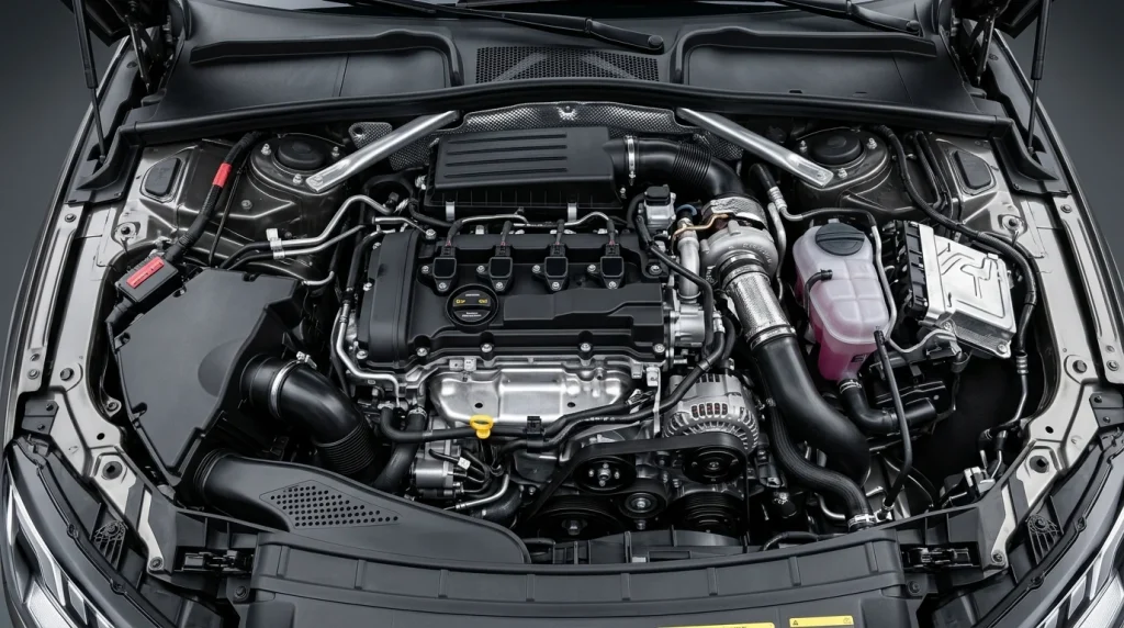 The standard 261-horsepower EA888 turbocharged engine in a 2025 Audi A4.