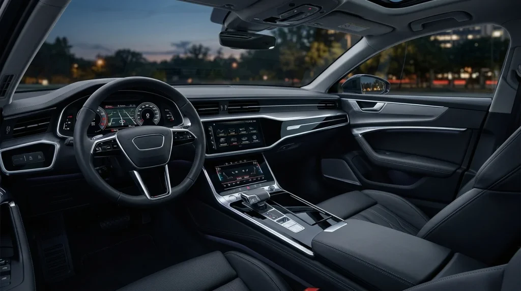 2025 Audi A6 Review: Price, Specs, and Buying Advice 3 The high-tech dashboard of a luxury sedan featuring dual touchscreens and digital gauge displays