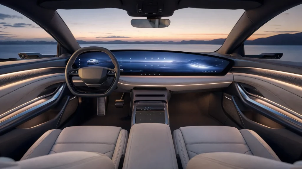 2025 Audi A6 e tron Review: Specs, Trims, and 395-Mile Range 6 The curved Digital Stage touchscreen display inside the cabin of a 2027 Audi A6 e-tron