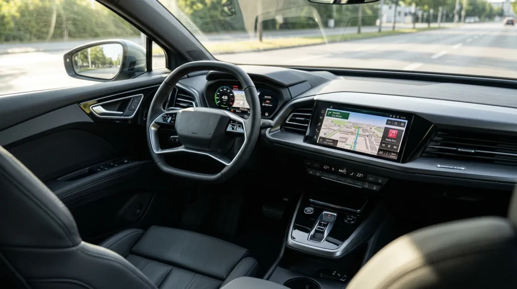 2025 Audi Q4 e tron Review: Price, Range, and Specs 5 The premium interior cockpit of the electric SUV showing the dashboard.