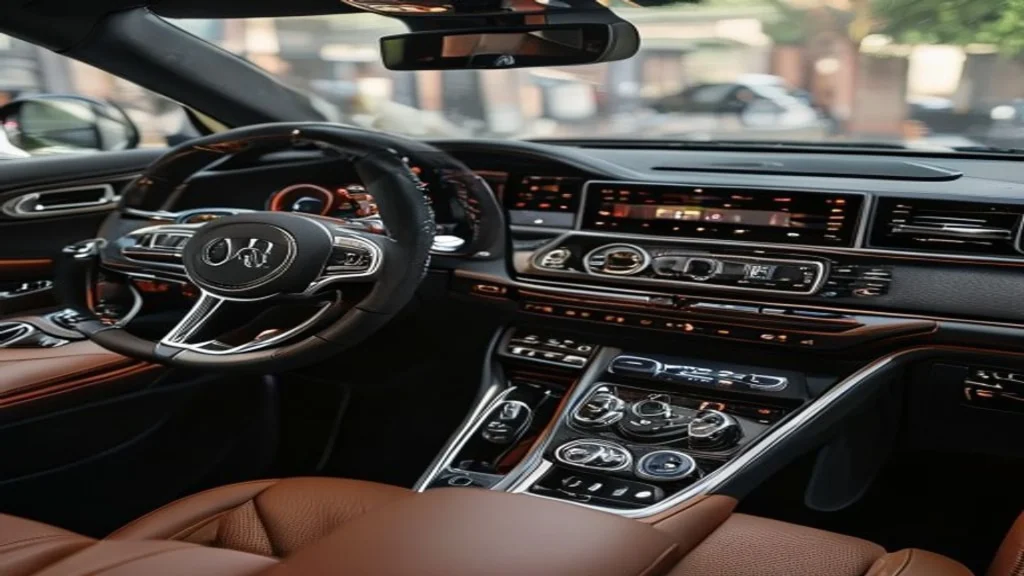 Interior technology and dual-screen infotainment system of the 2025 Audi SQ8 e-tron.