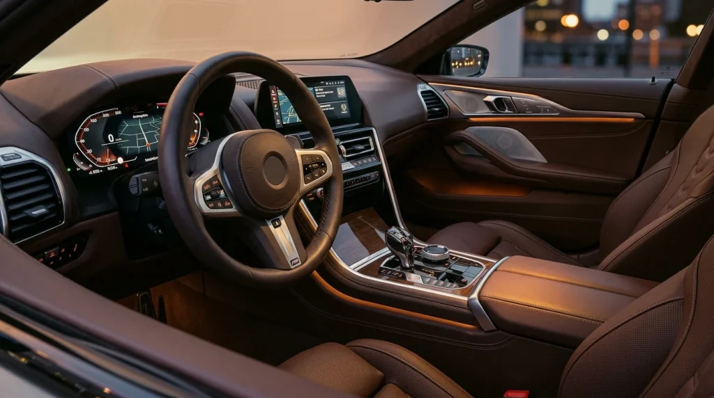 2026 BMW 8 Series Gran Coupe: Pricing, Specs & Final Review 3 The luxury cabin of the 2026 BMW 8 Series Gran Coupe showing the iDrive 7 system and physical climate controls.