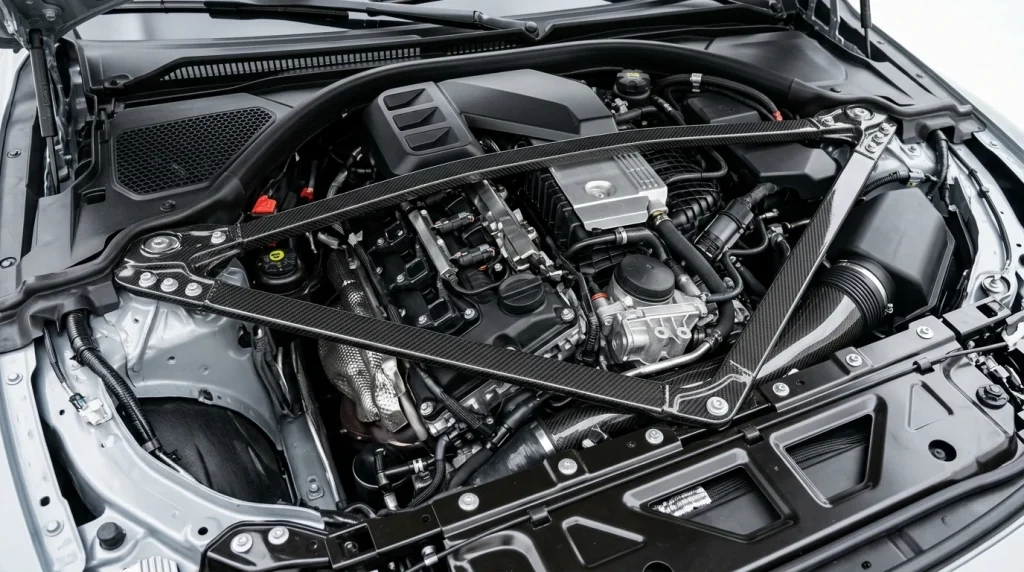 The S58 twin-turbocharged inline-six engine inside the 2026 BMW M4.