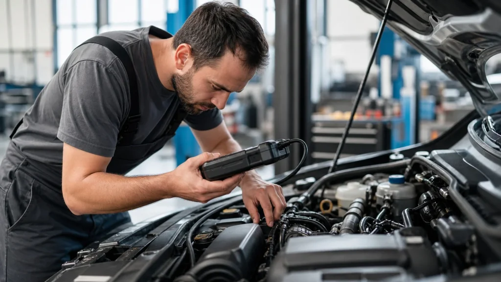 Audi A5 Years to Avoid: High-Risk Years & Reliable Alternatives 2 A professional mechanic inspecting a car engine under the open hood.