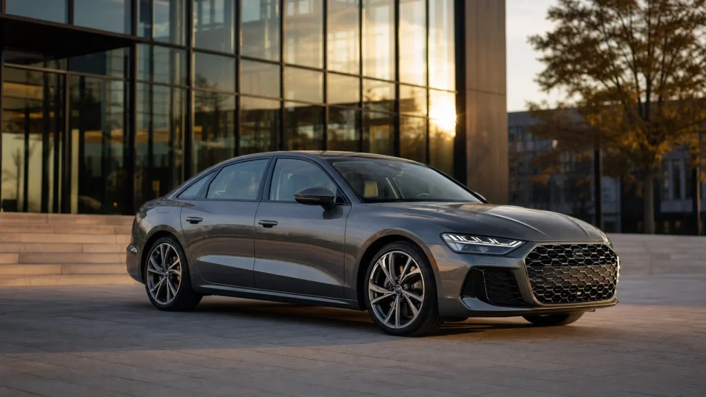 Top 6 Best Audi Sedans for 2026 Ranked by Experts 4 A 2026 Audi A6 executive sedan parked in front of a modern building in the United States
