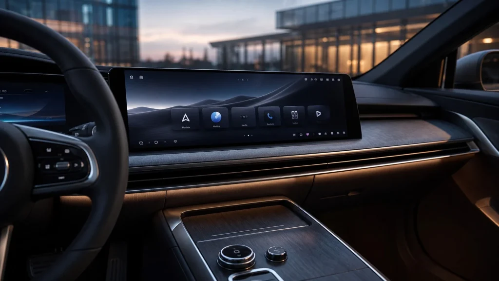 Curved OLED display and digital stage dashboard layout inside the 2026 Audi Q5.