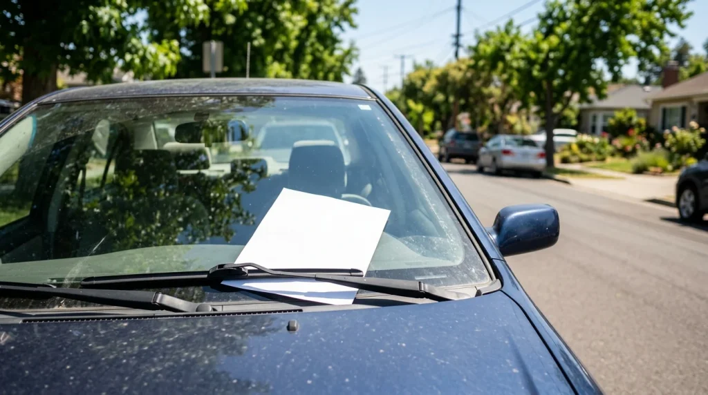 A hot car safety leaflet placed under a car's windshield wiper in the US.