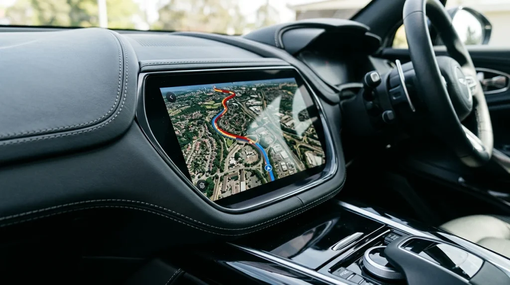 Does Audi Charge for Navigation? 2026 Cost & Trial Guide 4 Close-up of Audi MMI navigation screen displaying detailed satellite imagery and connected traffic data