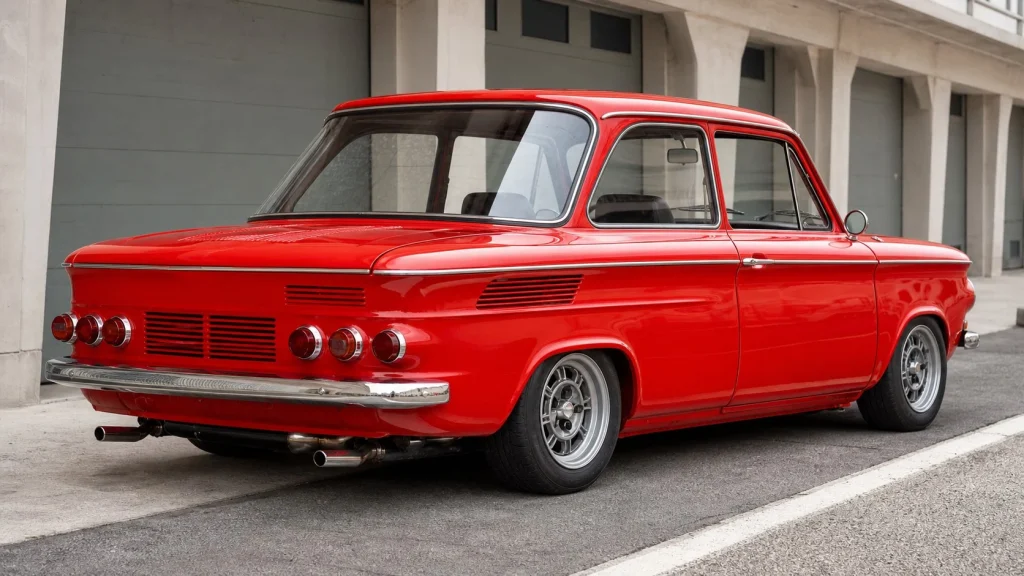 Classic red NSU Prinz 1000 TT race car highlighting the historic Tourist Trophy lineage inherited by Audi.