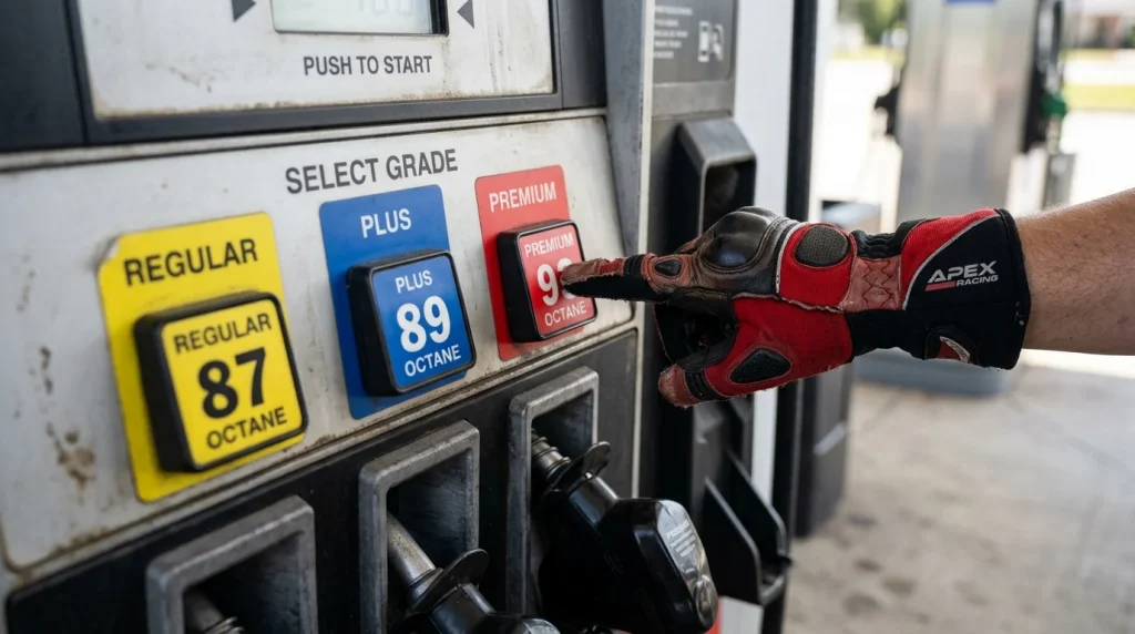 What Gas Does the Civic Type R Take? 2026 Guide to Optimal Octane 5 Gas station pump selection panel showing 93 octane premium fuel button for high performance vehicles.