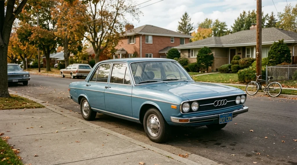 Classic 1970 Audi 100 sedan representing Audi's initial entry into the US market
